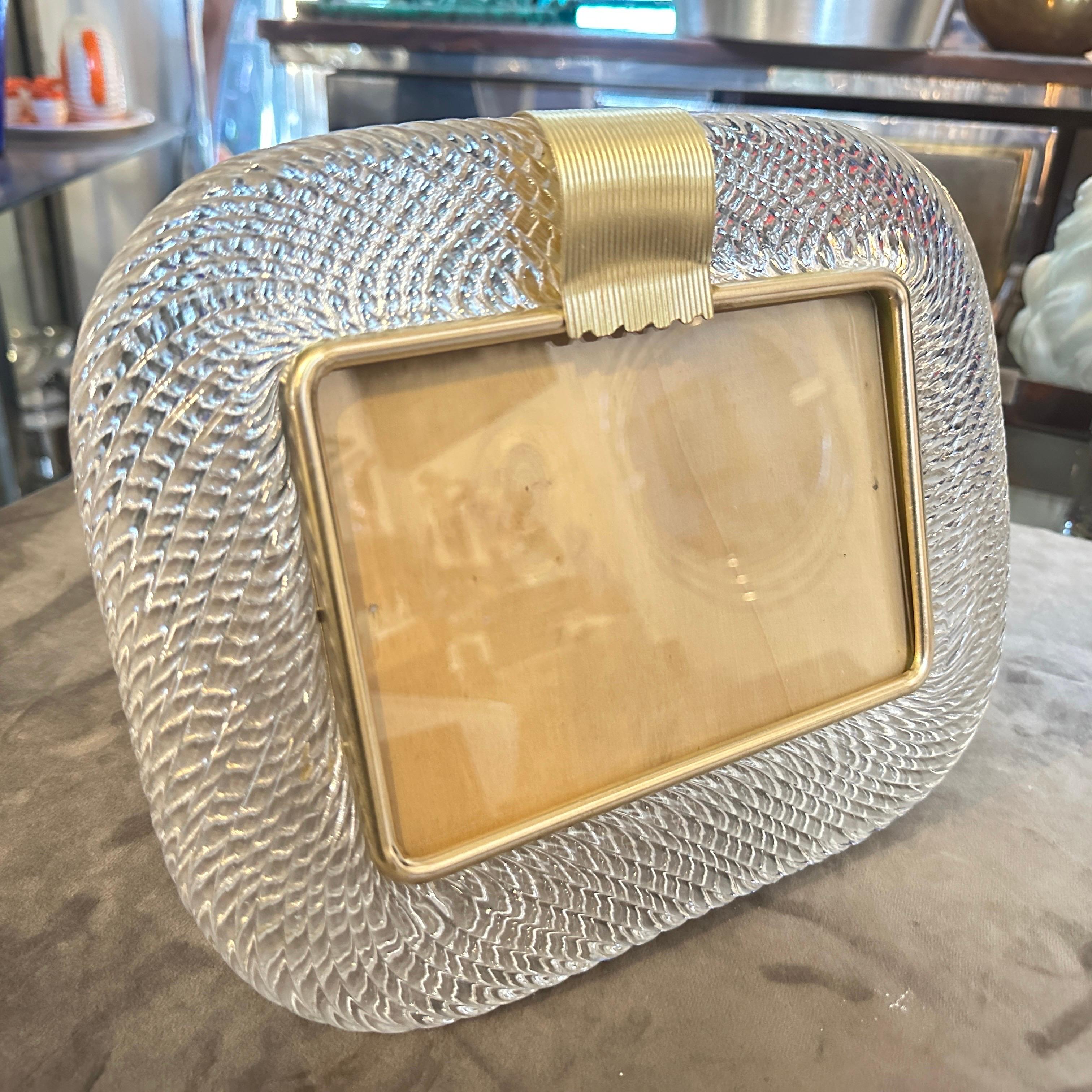 Marco de cristal de Murano transparente estilo Art Decó Barovier de los años 1990 en venta 2