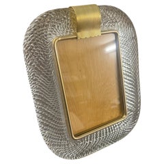 1990er Jahre Barovier Stil Art Deco klar Murano Glas rechteckig Bilderrahmen