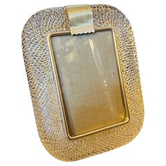 1990er Jahre Barovier Stil Art Deco Gold und klar Murano Glas Bilderrahmen