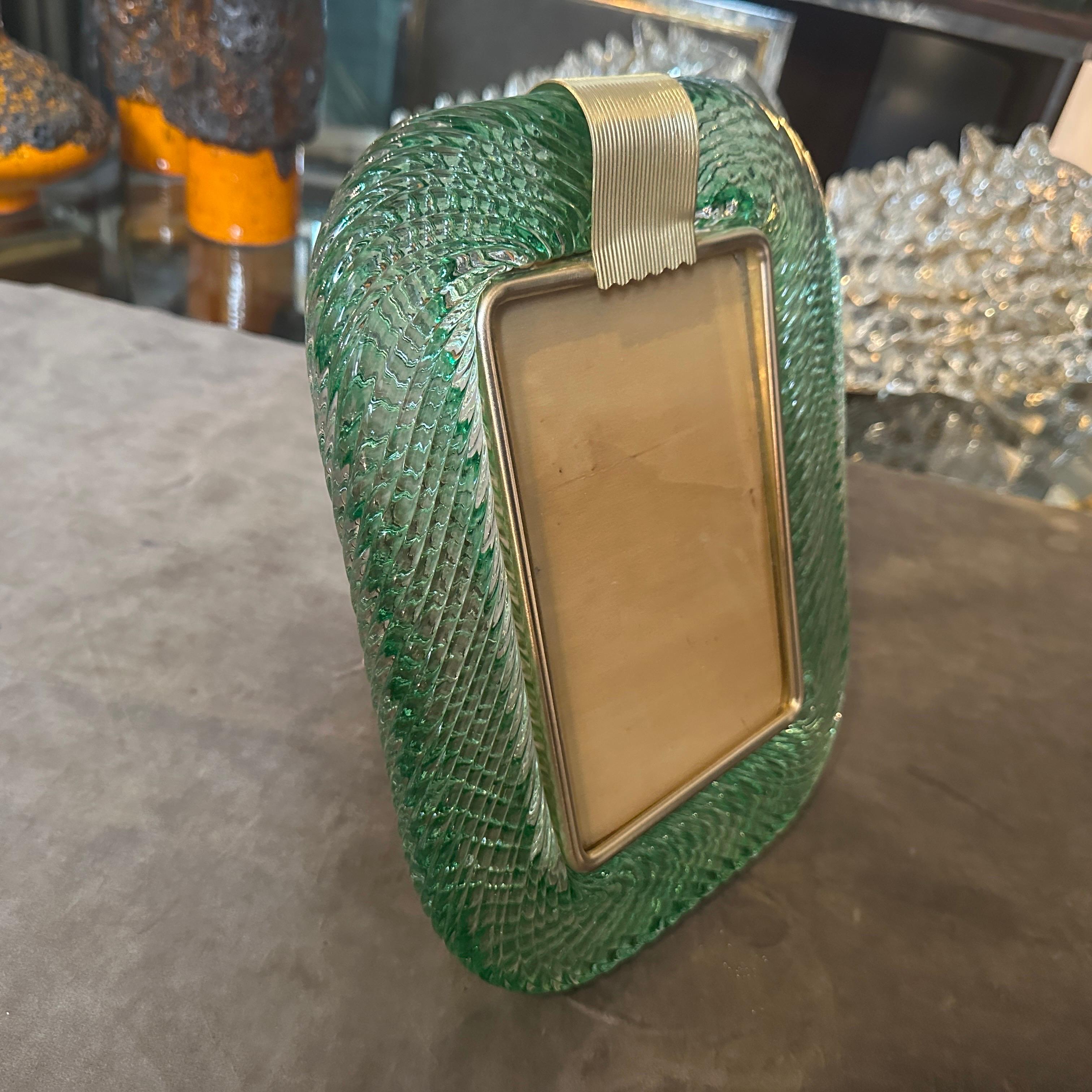 Marco de cristal de Murano verde estilo Art déco Barovier de los años 90 en venta 2