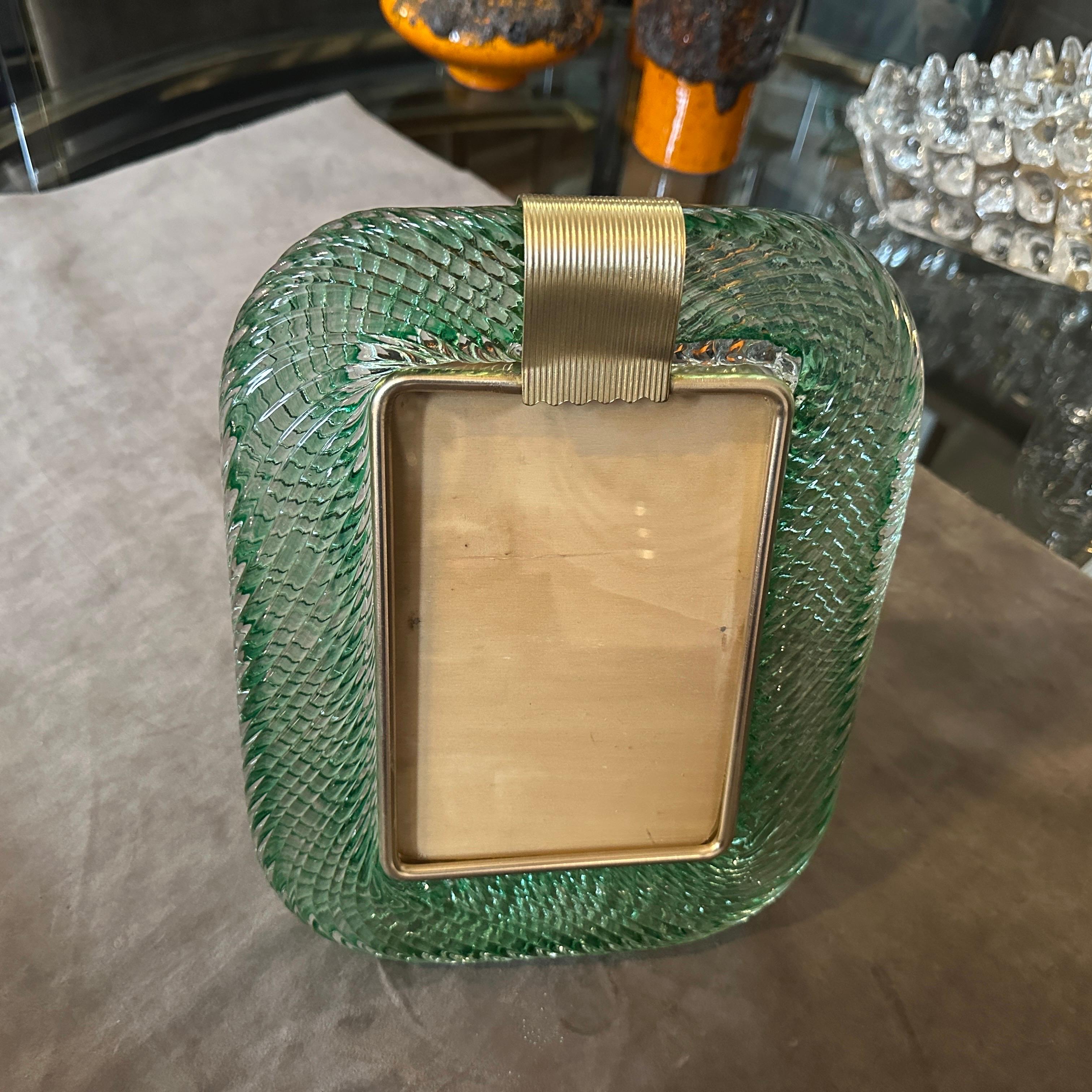 Marco de cristal de Murano verde estilo Art déco Barovier de los años 90 en venta 4