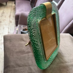 1990s Barovier Style Art deco Green Murano Glass Picture Frame