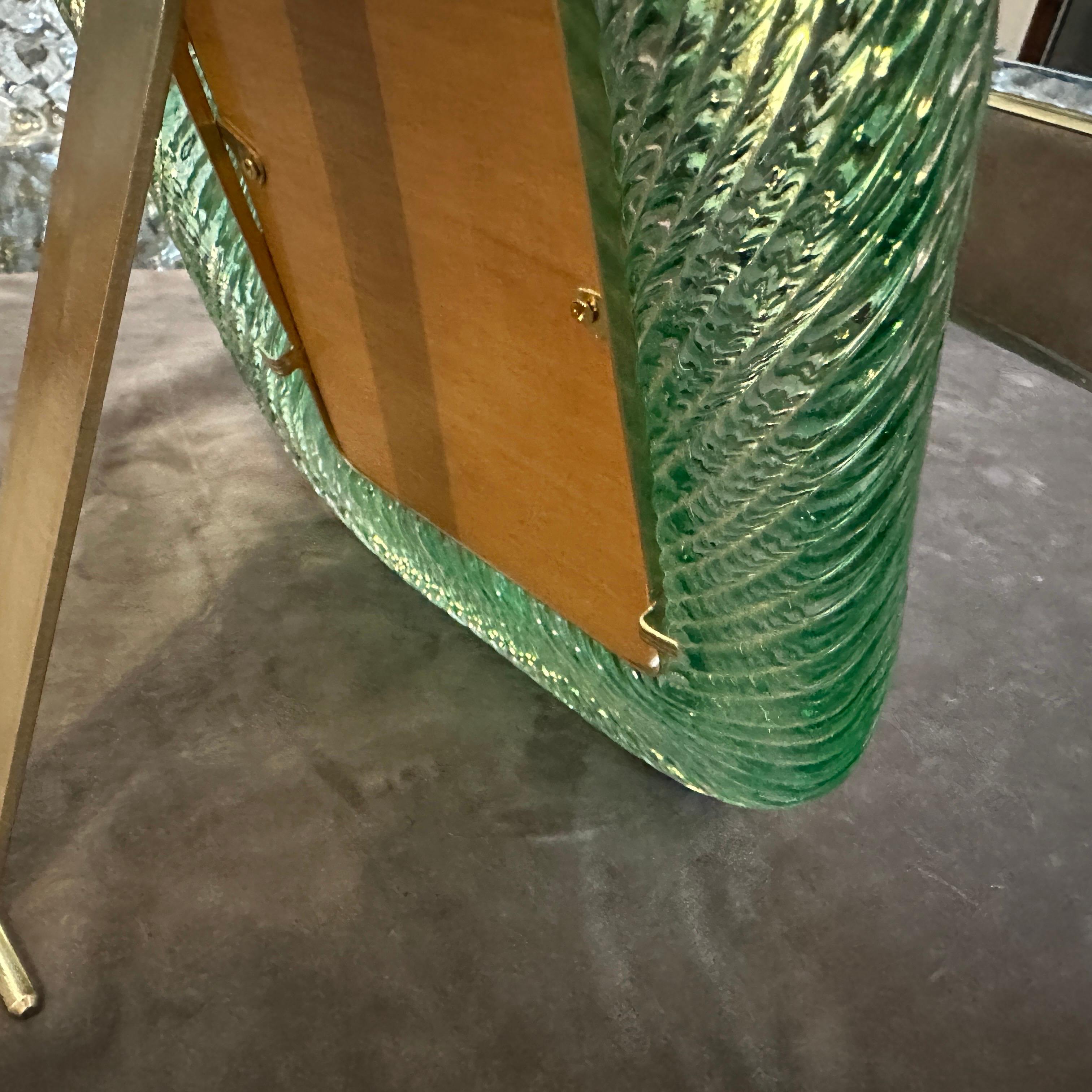 Marco de cristal de Murano verde estilo Art déco Barovier de los años 90 Hecho a mano en venta