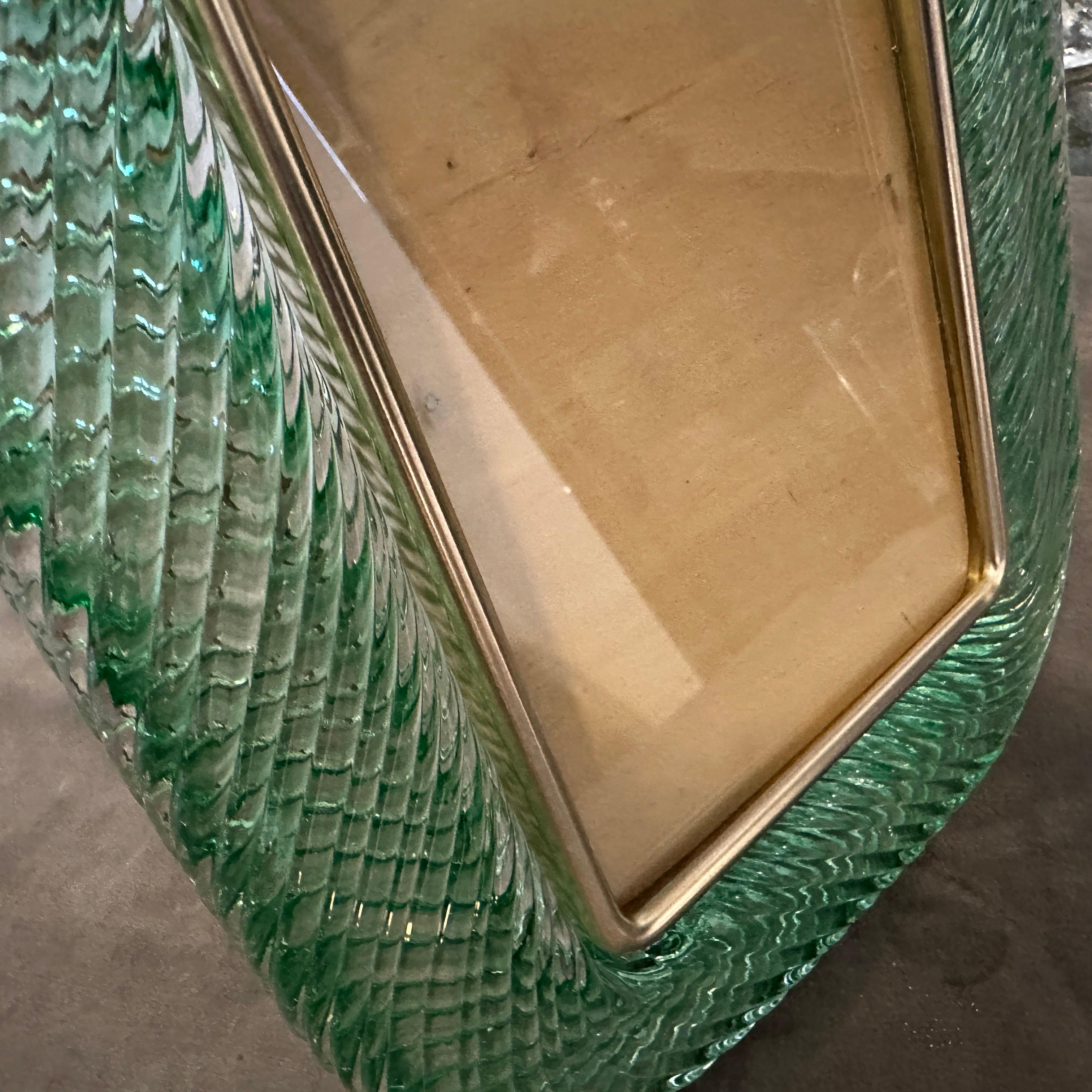 Marco de cristal de Murano verde estilo Art déco Barovier de los años 90 siglo XX en venta