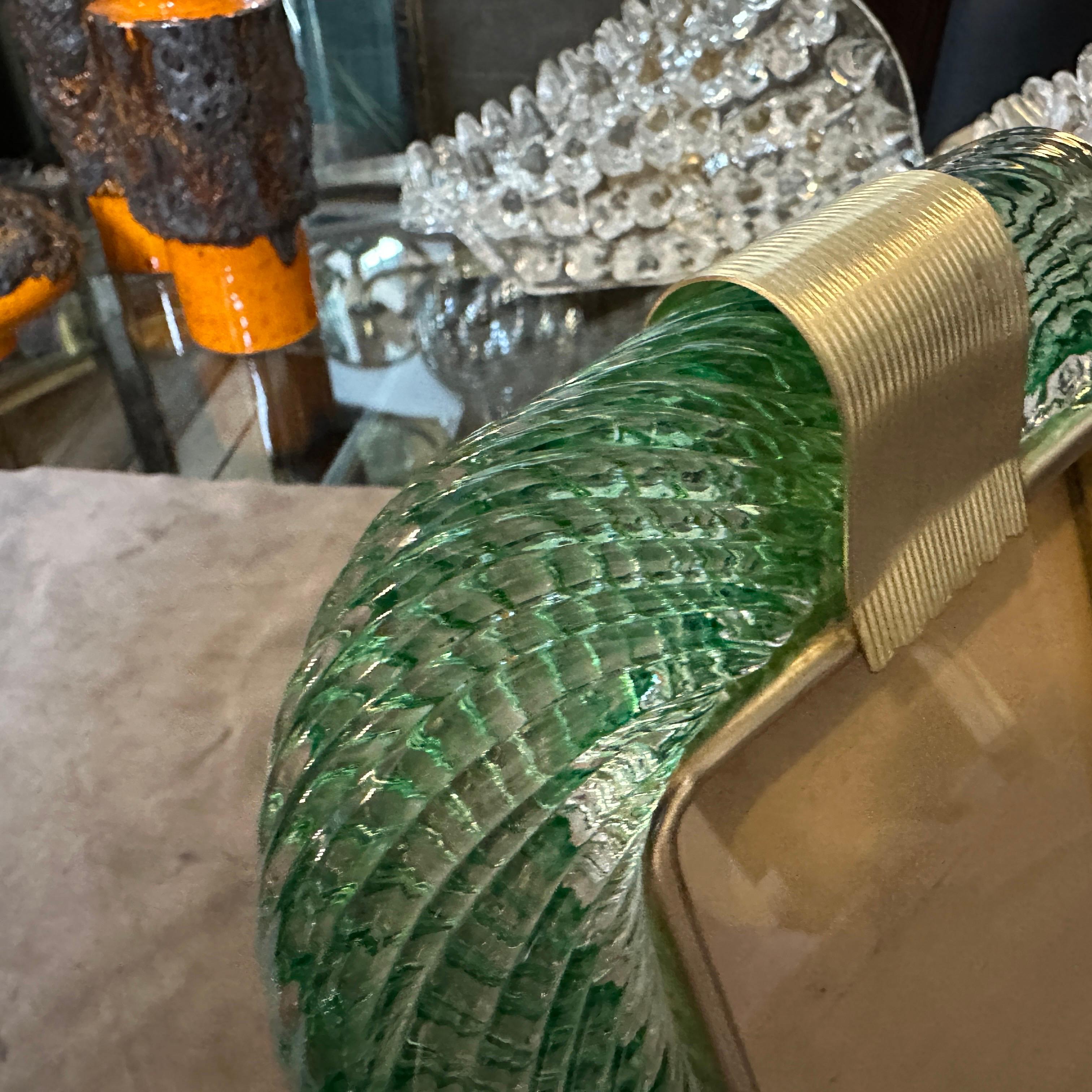 Marco de cristal de Murano verde estilo Art déco Barovier de los años 90 Latón en venta