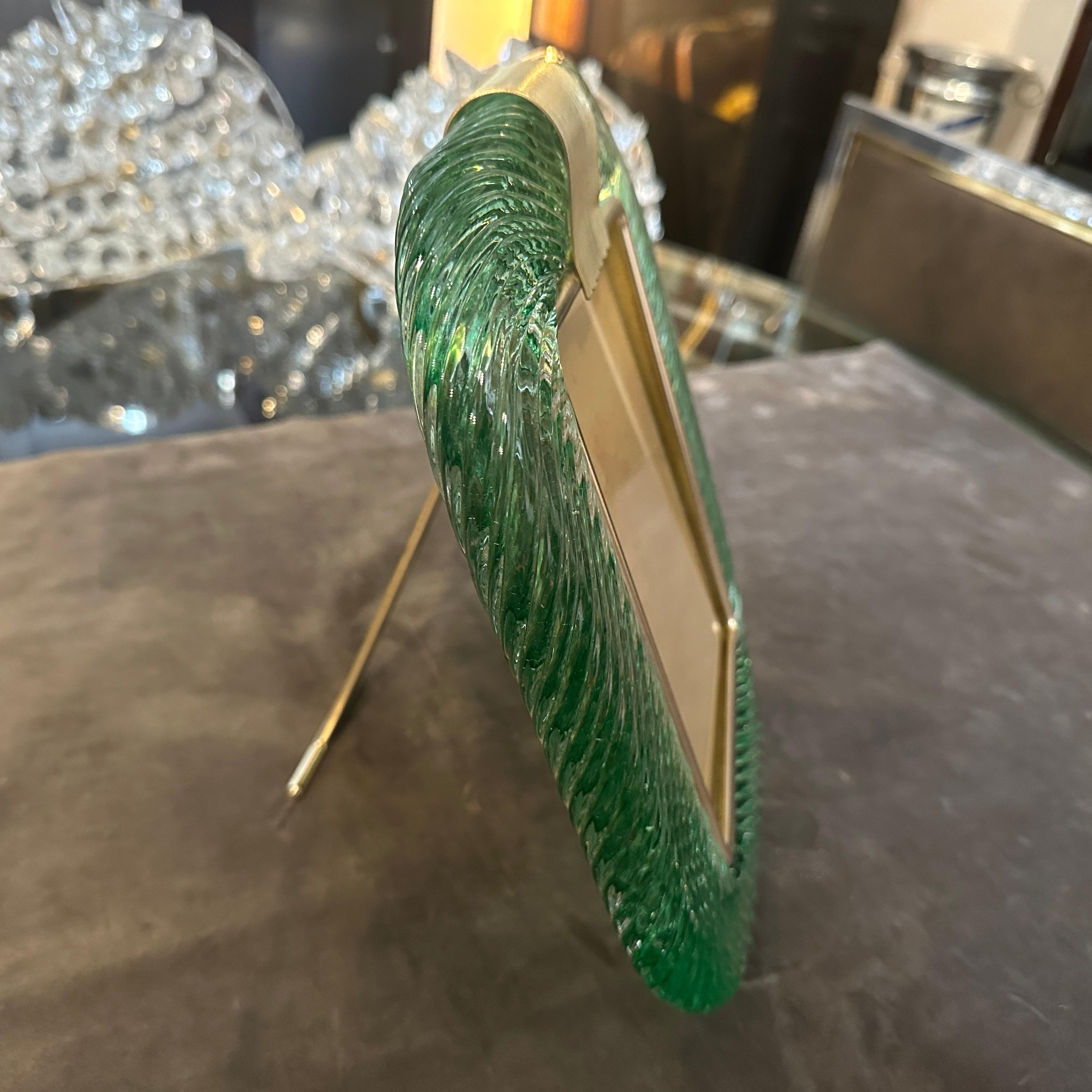 Marco de cristal de Murano verde estilo Art déco Barovier de los años 90 en venta 1