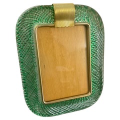 1990s Barovier Style Art deco Green Murano Glass Picture Frame