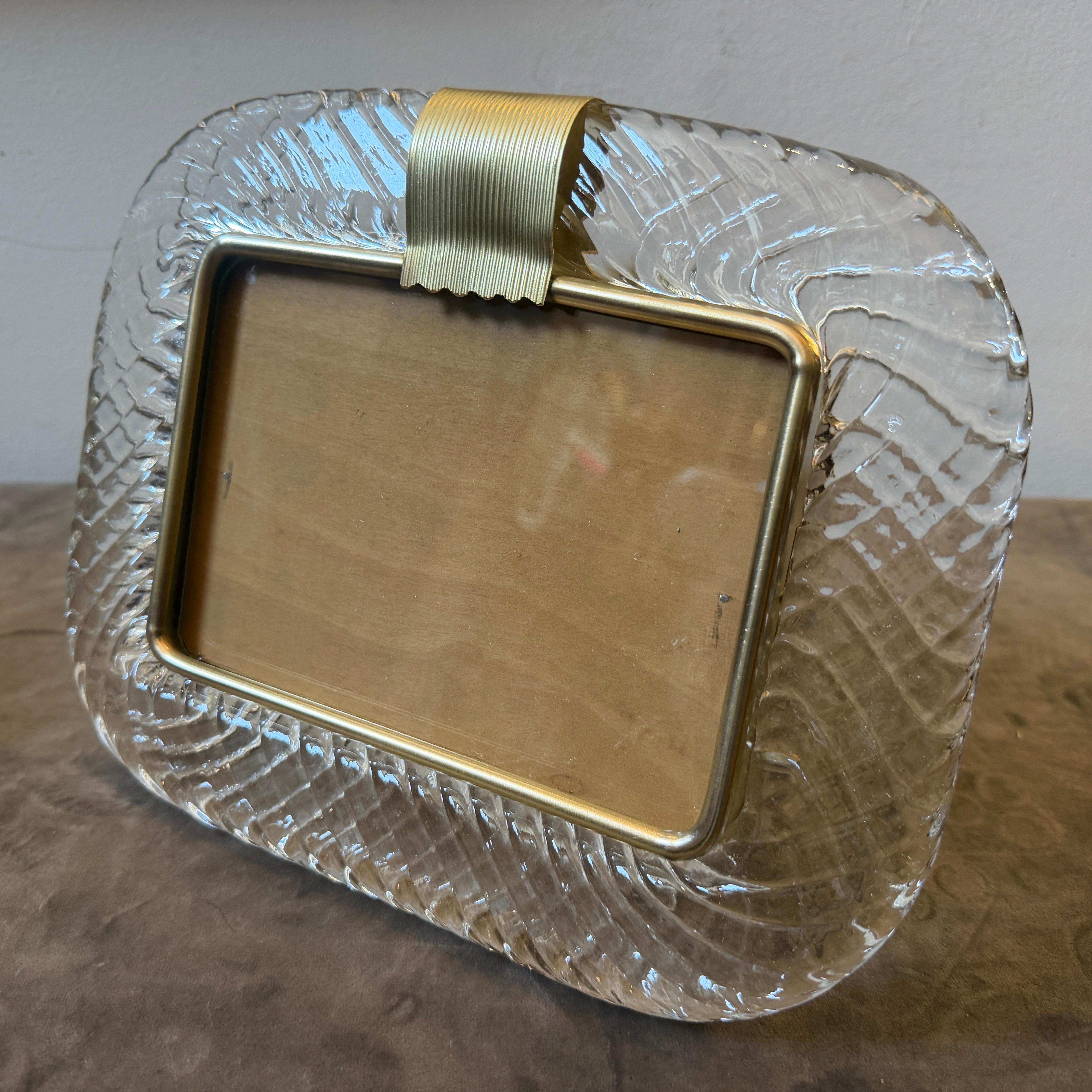 1990s Barovier Style Art Deco Murano Glass and Brass Horizontal