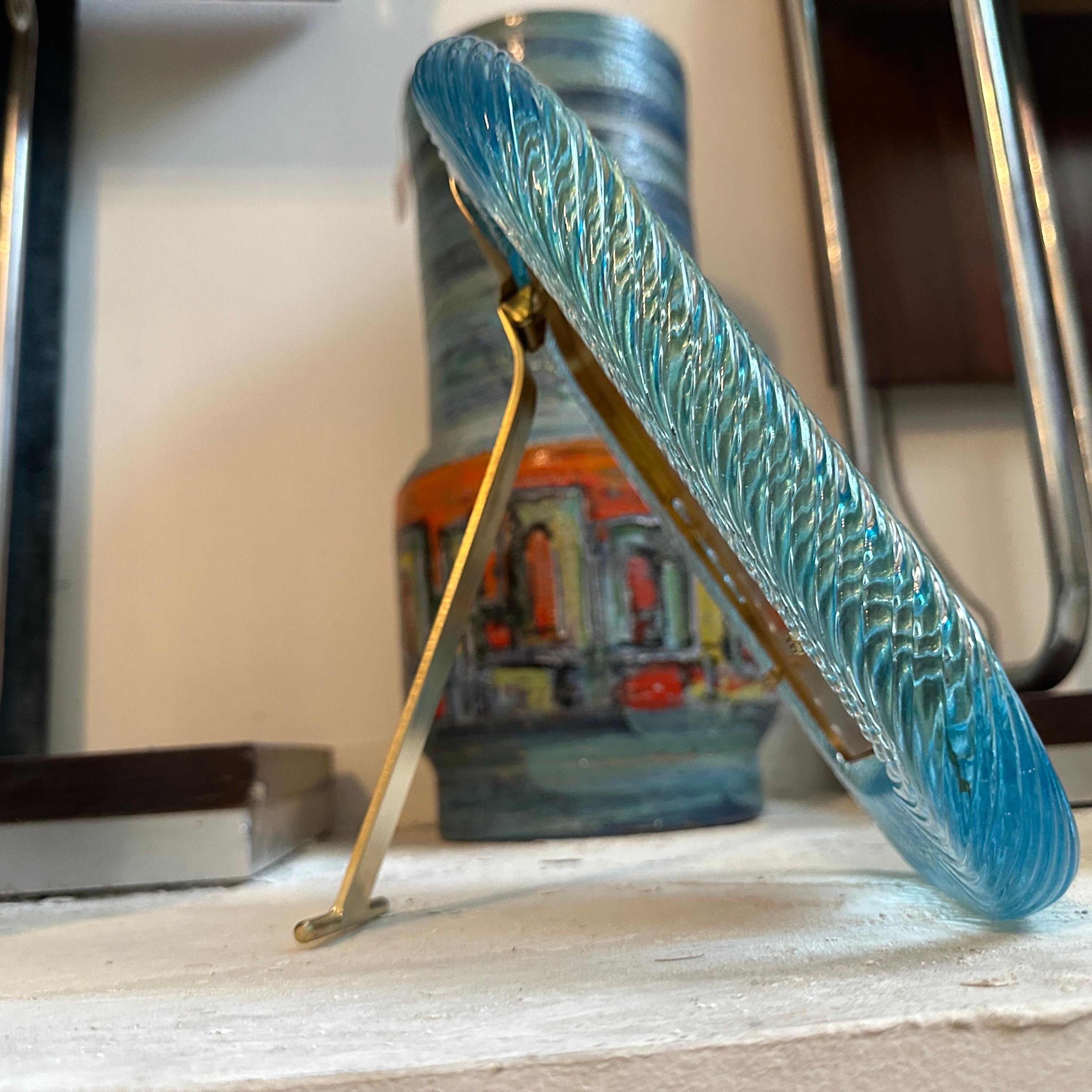 1990er Jahre Barovier Stil Art Deco Türkis Murano Glas und Messing Bilderrahmen (20. Jahrhundert) im Angebot