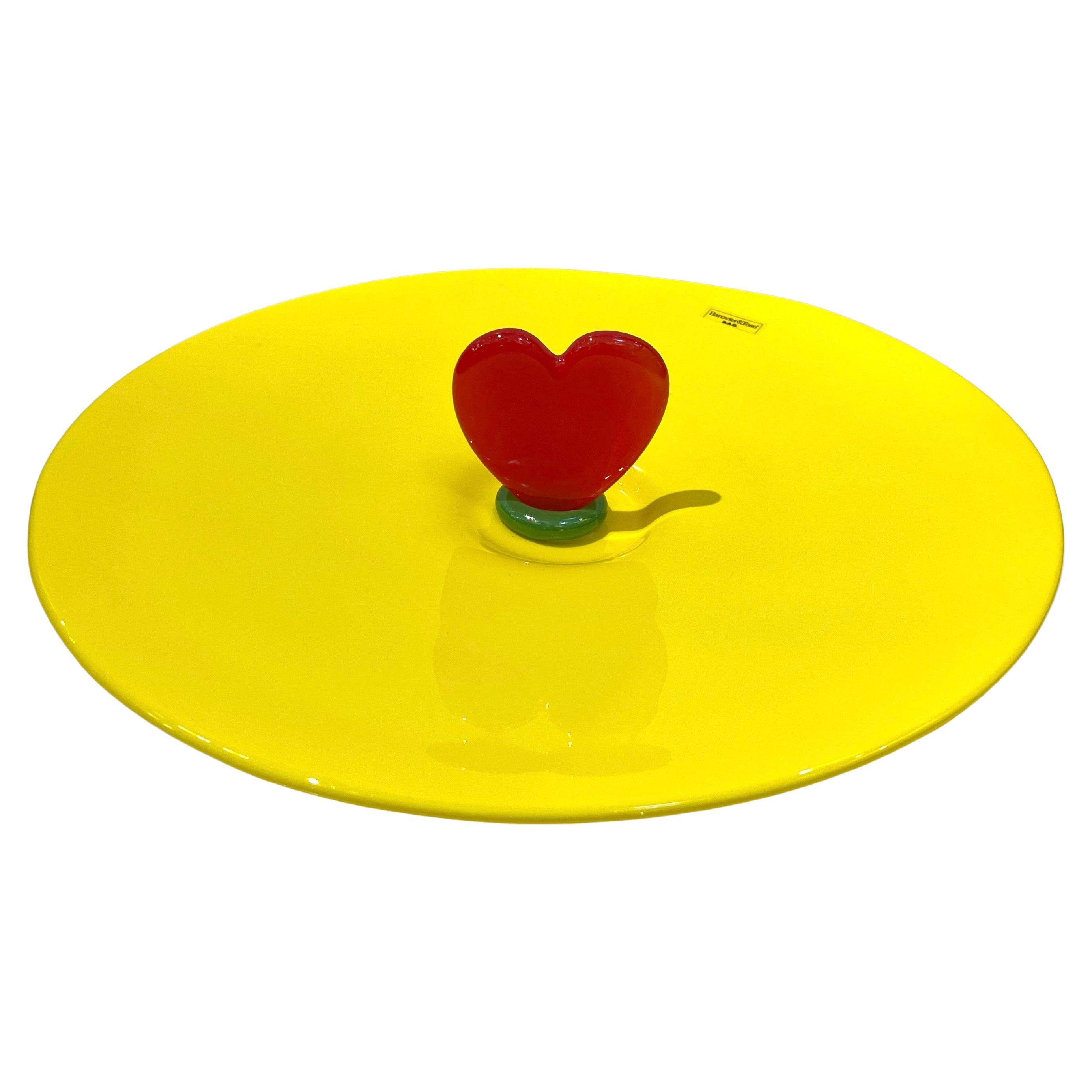 1990 Barovier 
Greene 
Greene Murano Yellow Red Green Heart Glass Centerpiece en vente