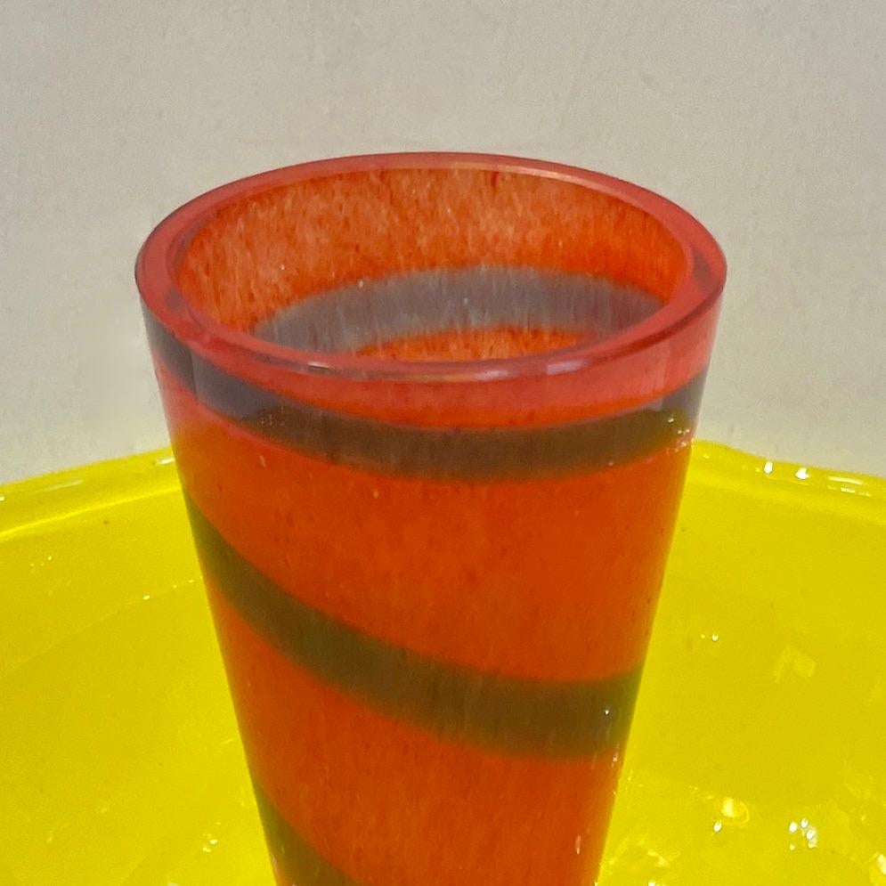 1990er Jahre Barovier & Toso Gelb Rot Murano Glas Schale Vase im Zustand „Hervorragend“ im Angebot in New York, NY