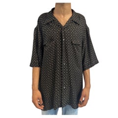 Battaglia - Short en jacquard de soie noir effet métallique, imprimé argenté, pour homme, années 1990