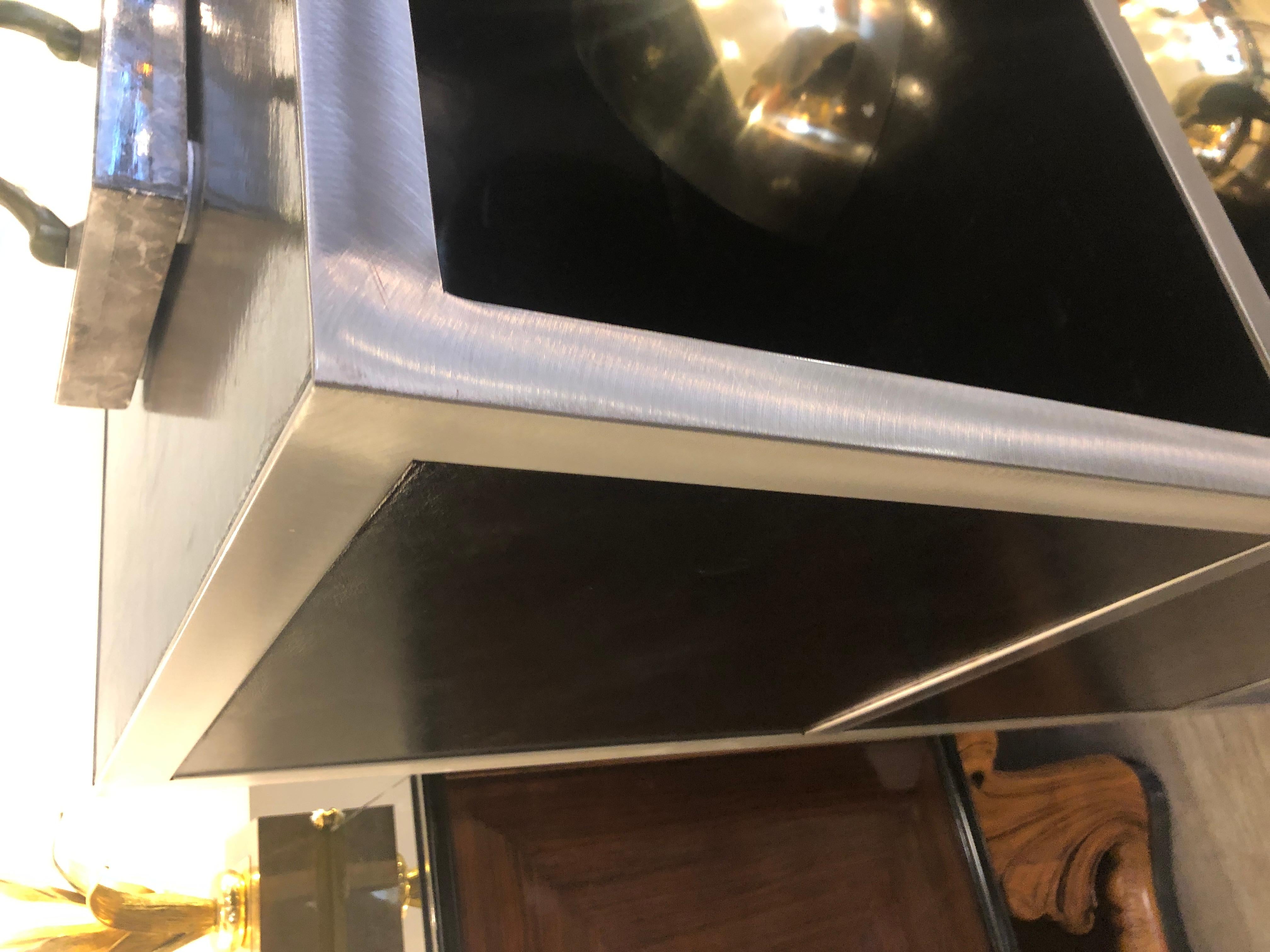 1990s Baxter Black Leather and Steel Bookcases For Sale 11