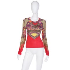 Haut à manches longues vintage à imprimé dragon chinois Bazar Christian Lacroix, années 1990