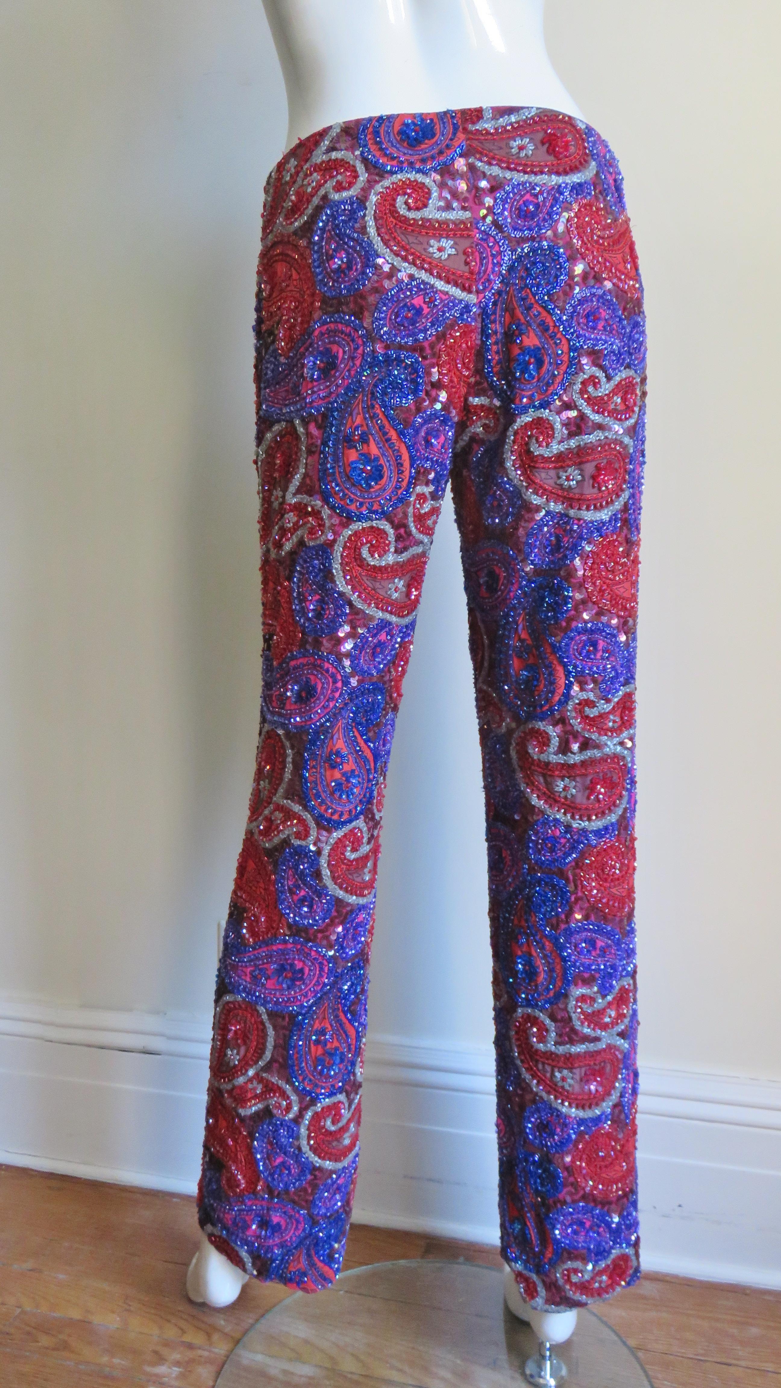  Christiana New Silk Beaded Pants 1990s For Sale 4