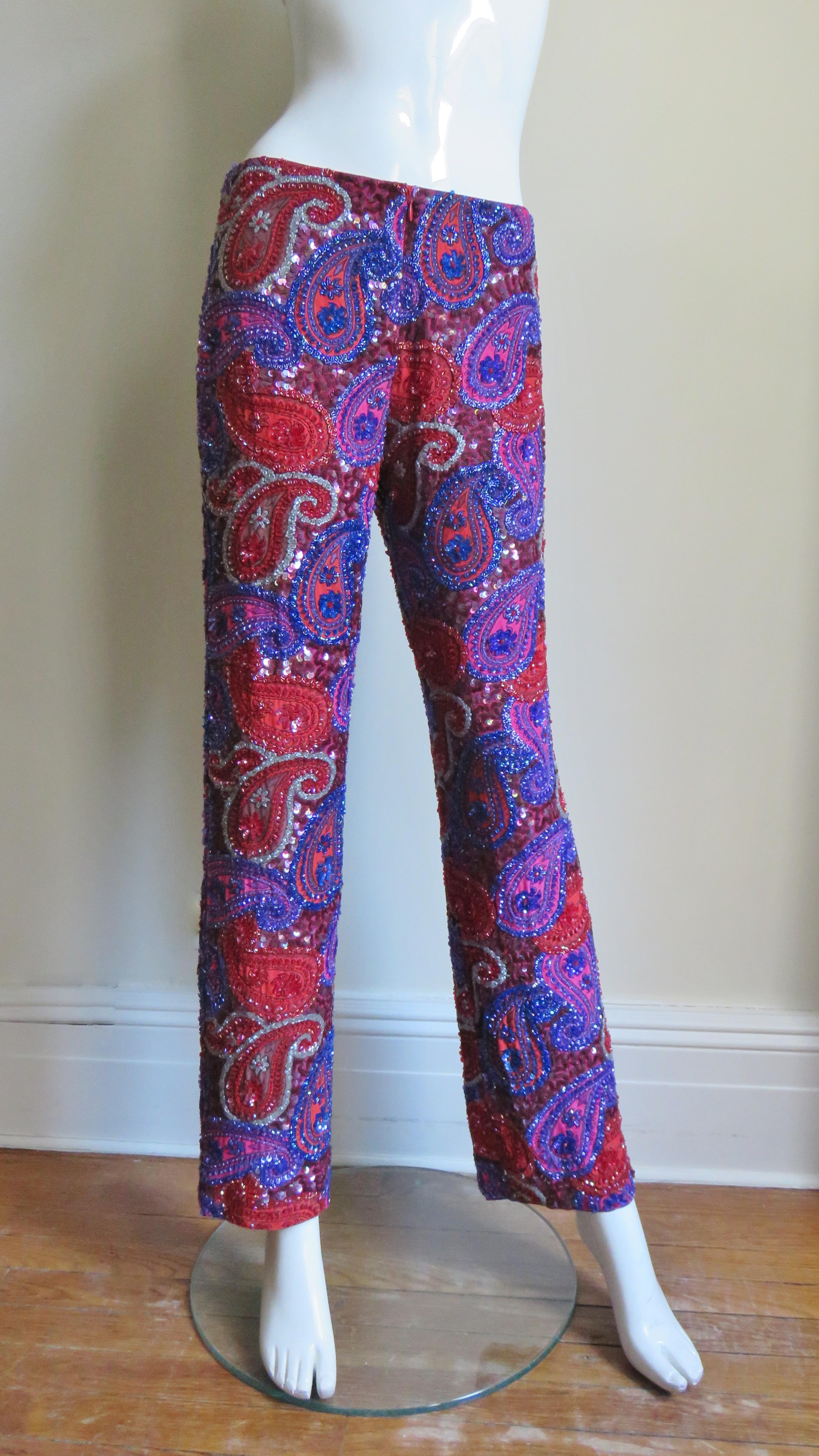 Women's  Christiana New Silk Beaded Pants 1990s For Sale