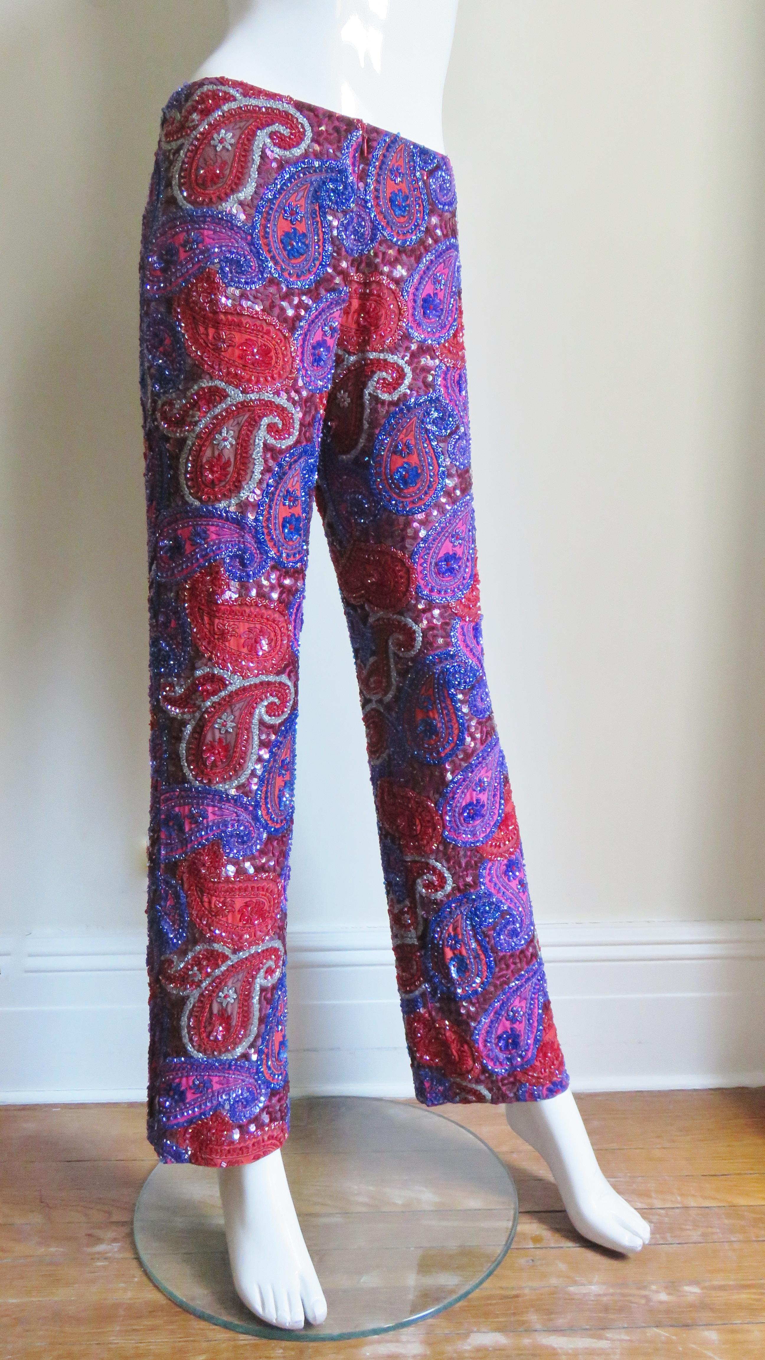  Christiana New Silk Beaded Pants 1990s For Sale 1
