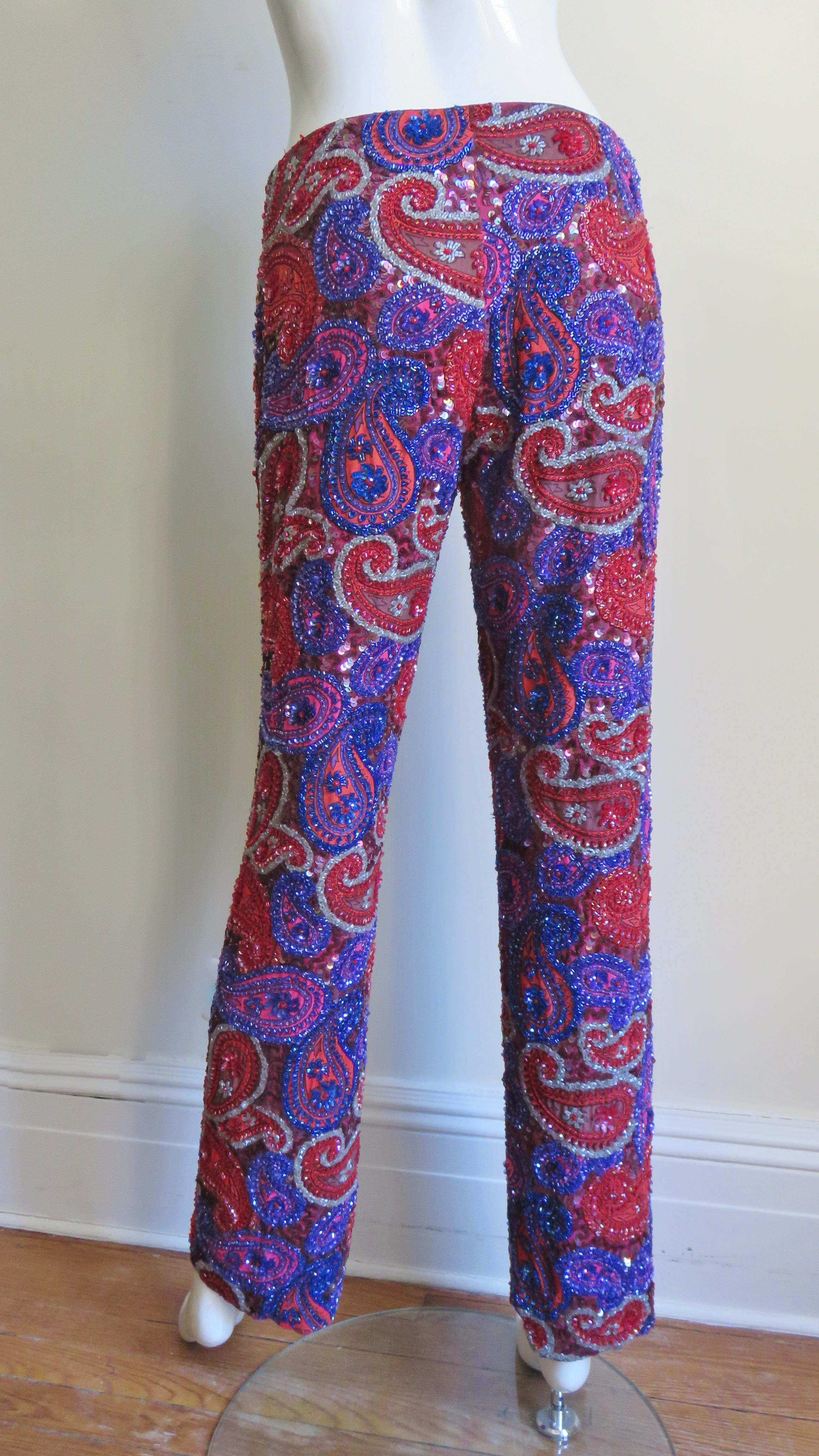  Christiana New Silk Beaded Pants 1990s For Sale 2