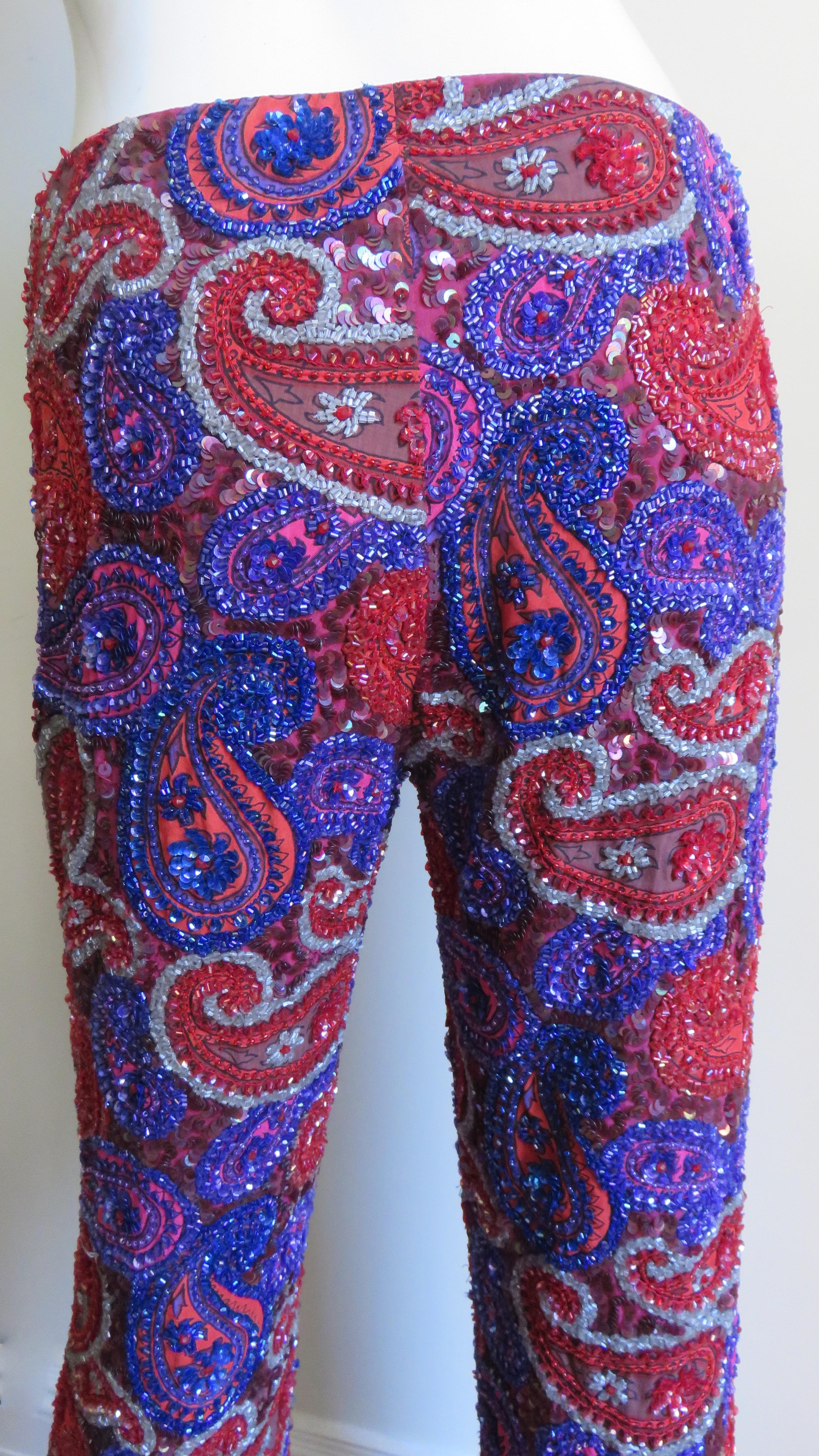  Christiana New Silk Beaded Pants 1990s For Sale 3