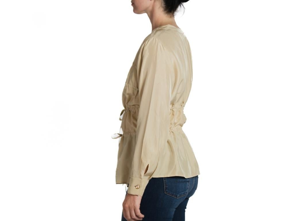 1990S Beige Silk Shirt In Excellent Condition In New York, NY