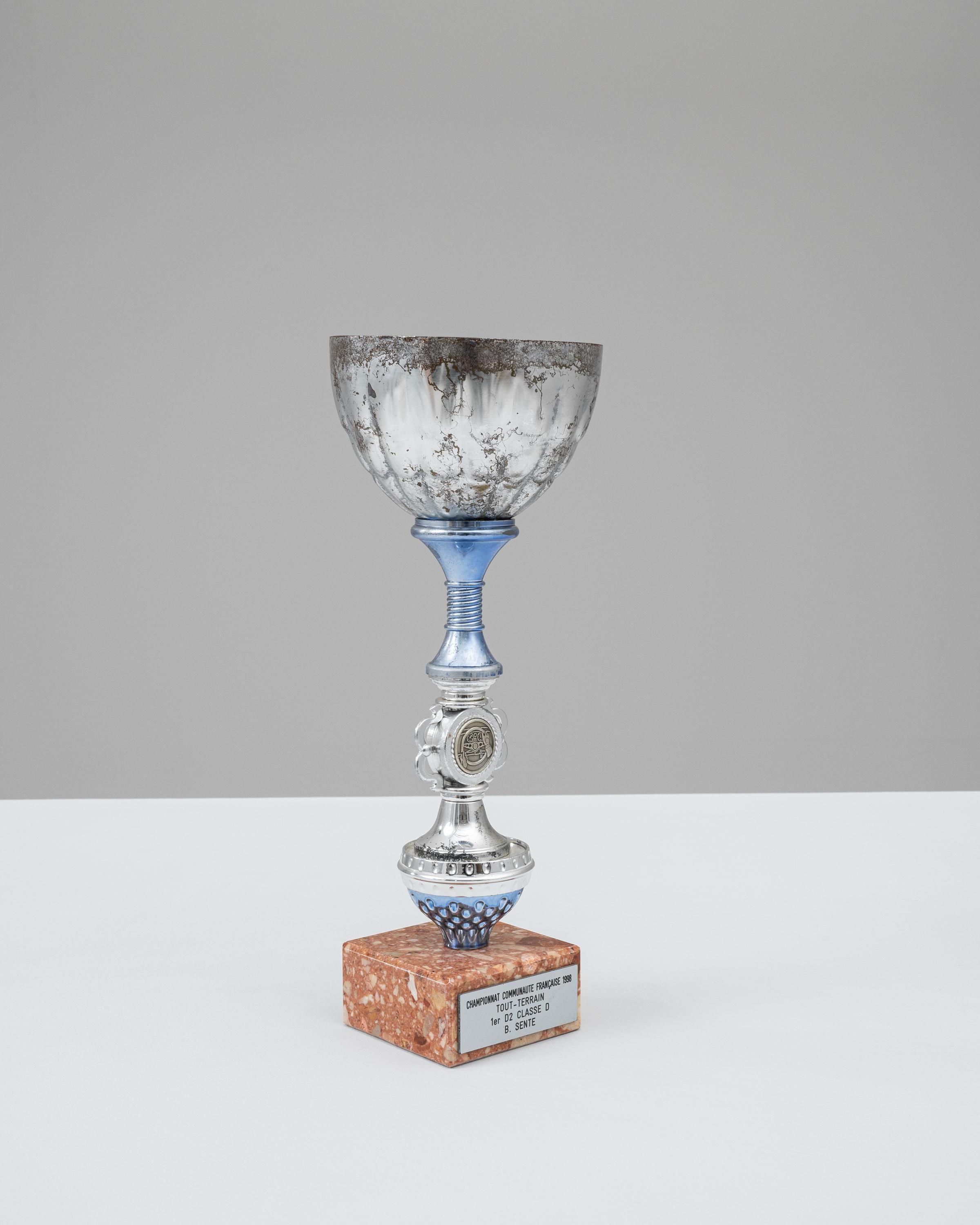1990s Belgian Metal & Marble Goblet In Good Condition For Sale In High Point, NC