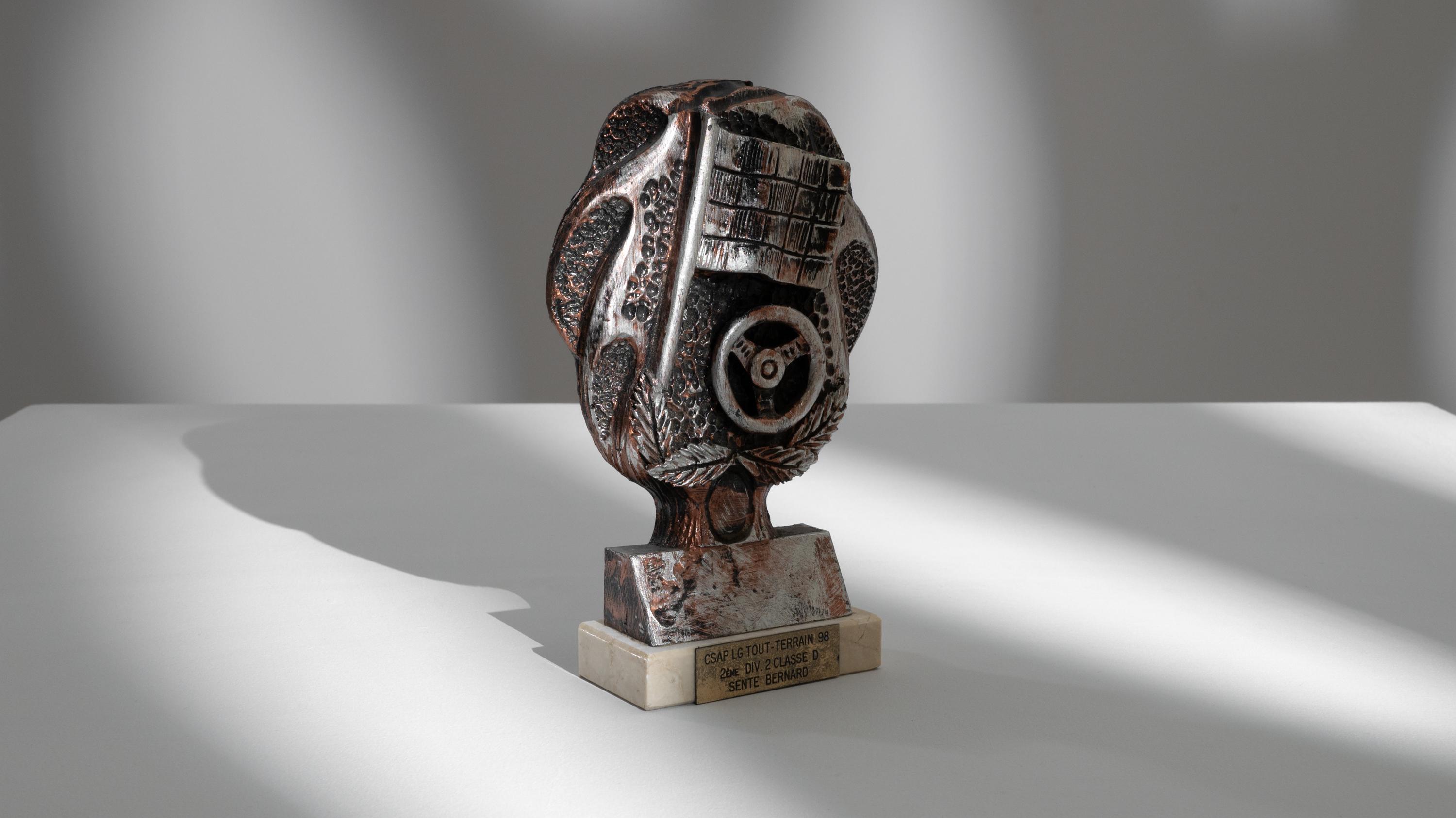 1990s Belgian Metal & Marble Trophy For Sale 2