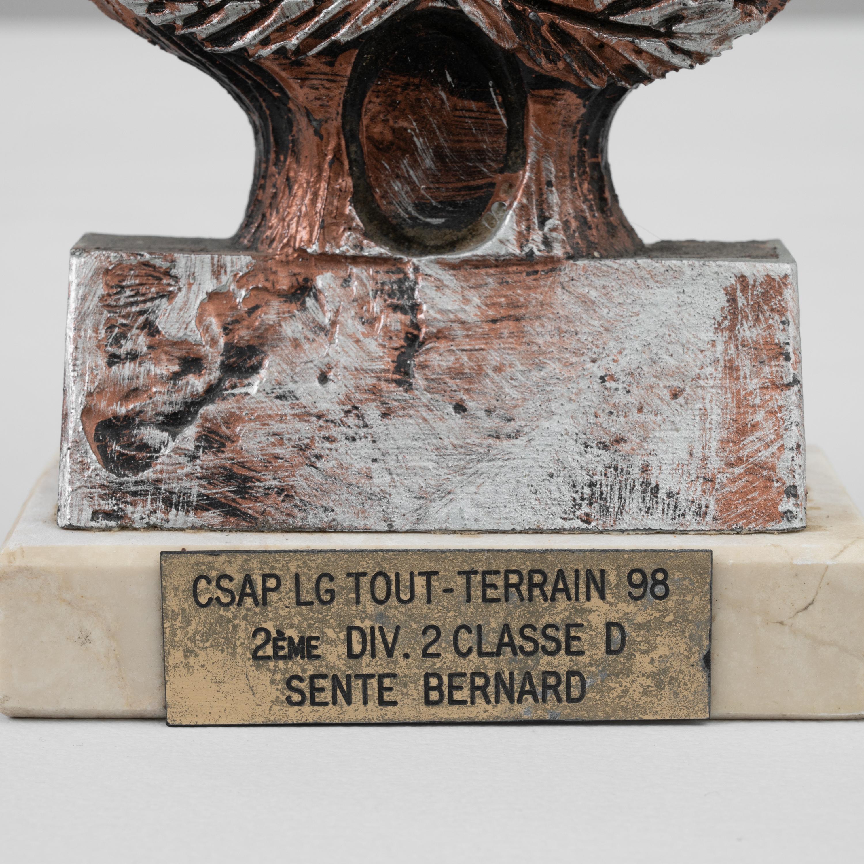 1990s Belgian Metal & Marble Trophy For Sale 4