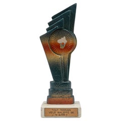 Retro 1990s Belgian Metal & Marble Trophy