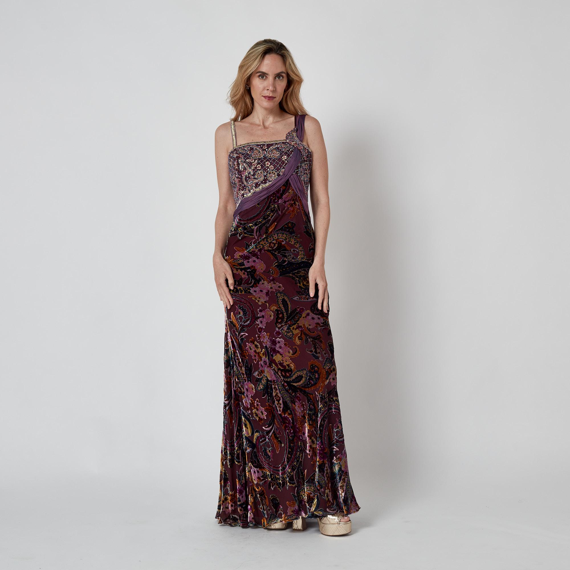 Vestido de terciopelo de los años 90 de Bellville Sasson con corpiño de lentejuelas en venta 1