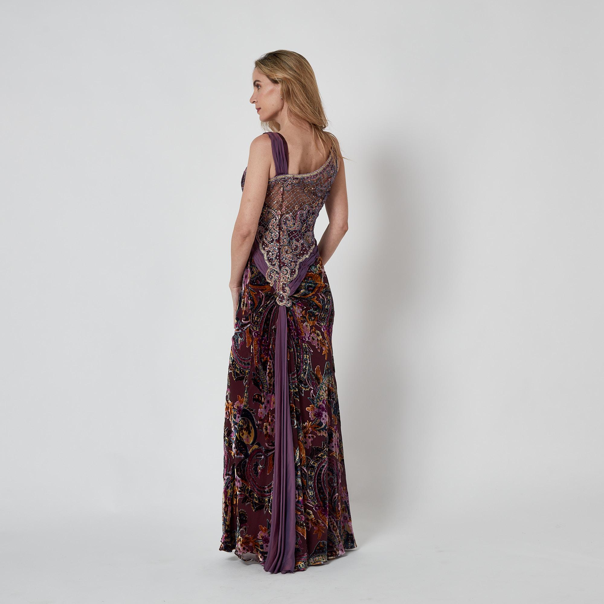 Vestido de terciopelo de los años 90 de Bellville Sasson con corpiño de lentejuelas en venta 4