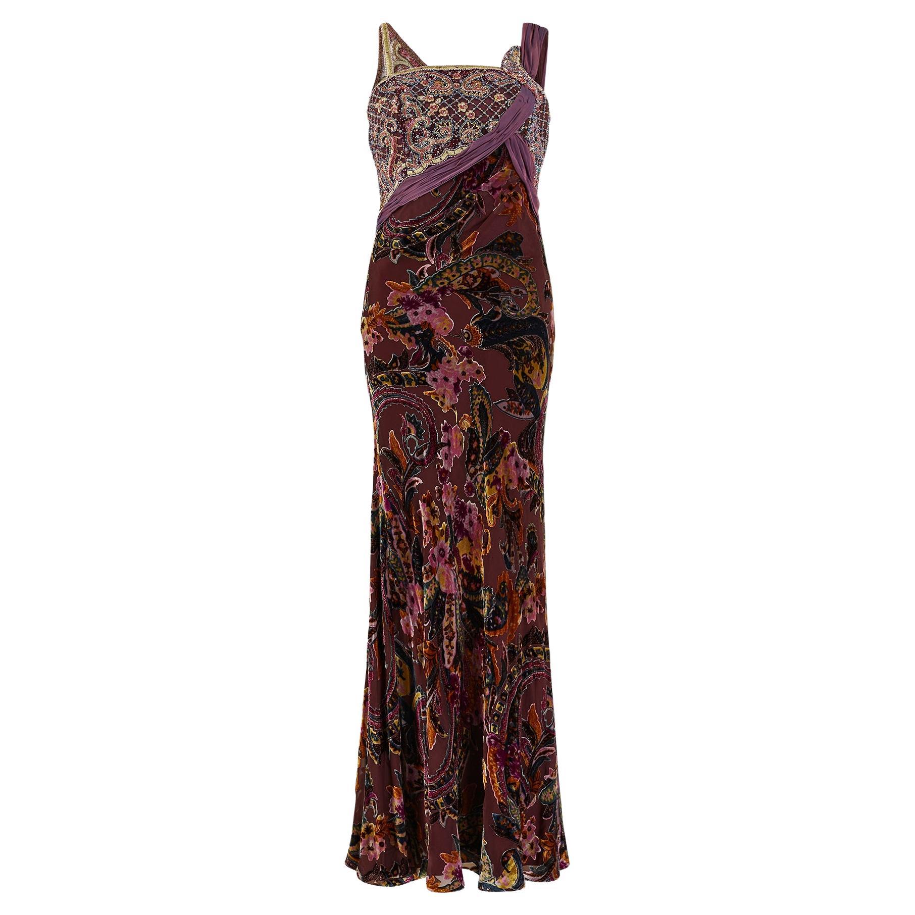 Vestido de terciopelo de los años 90 de Bellville Sasson con corpiño de lentejuelas en venta