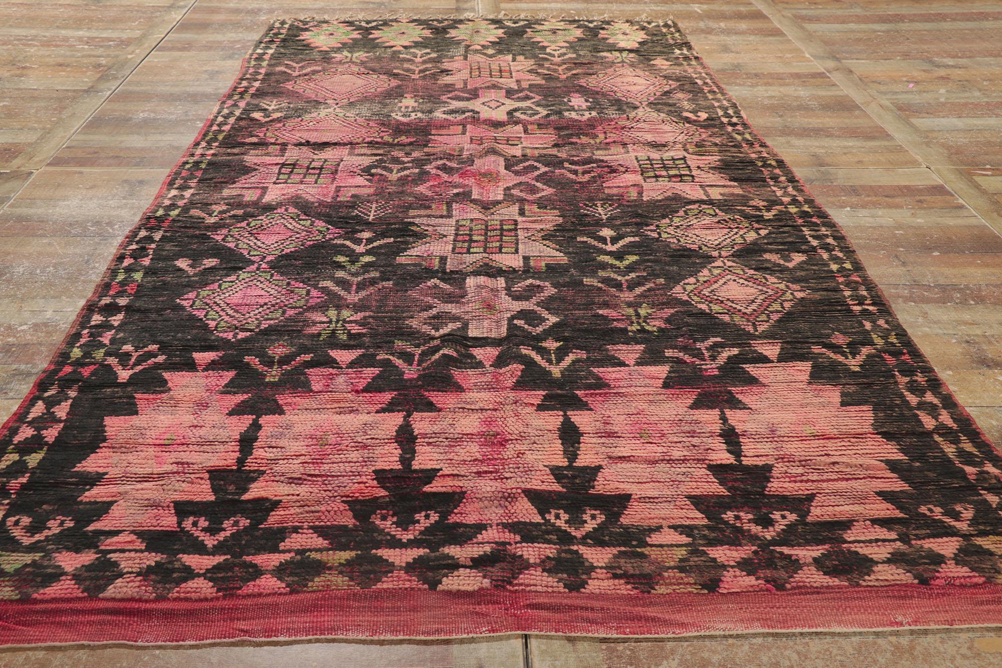 Alfombra Bereber Boujad Marroquí de 1990 con Estilo Moderno Lana en venta