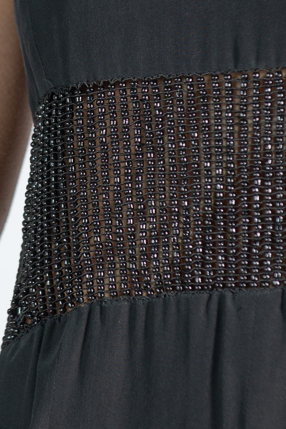 1990S Bereda Feredi Black Beaded Silk Empire Waist For Sale 6
