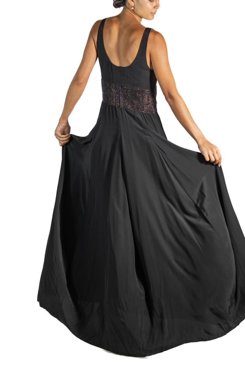 Women's or Men's 1990S Bereda Feredi Black Beaded Silk Empire Waist For Sale