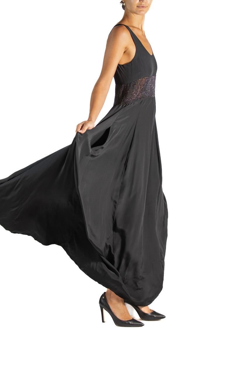 1990S Bereda Feredi Black Beaded Silk Empire Waist For Sale 3