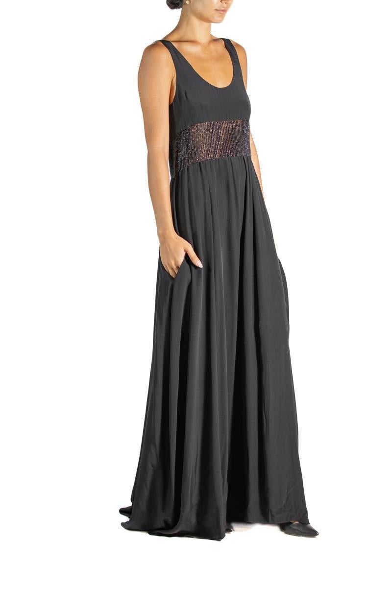 1990S Bereda Feredi Black Beaded Silk Empire Waist For Sale 4