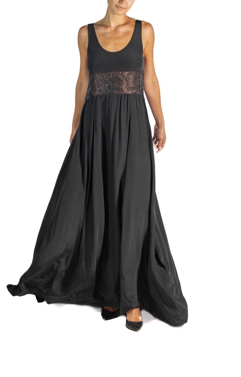 1990S Bereda Feredi Black Beaded Silk Empire Waist For Sale 5