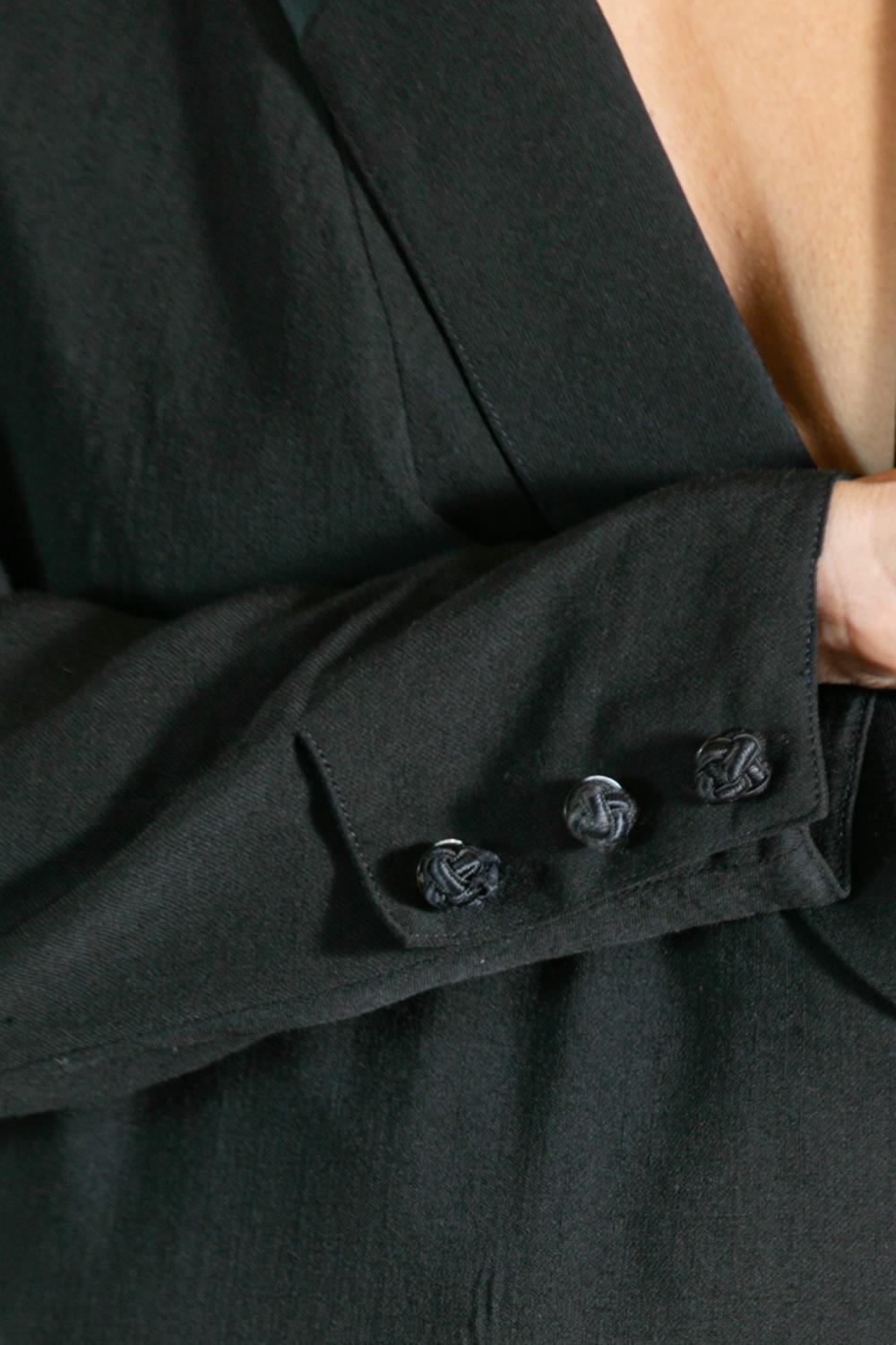 1990S BERNARD PERRIS Black Silk Cocktail Dress With Fringe For Sale 5