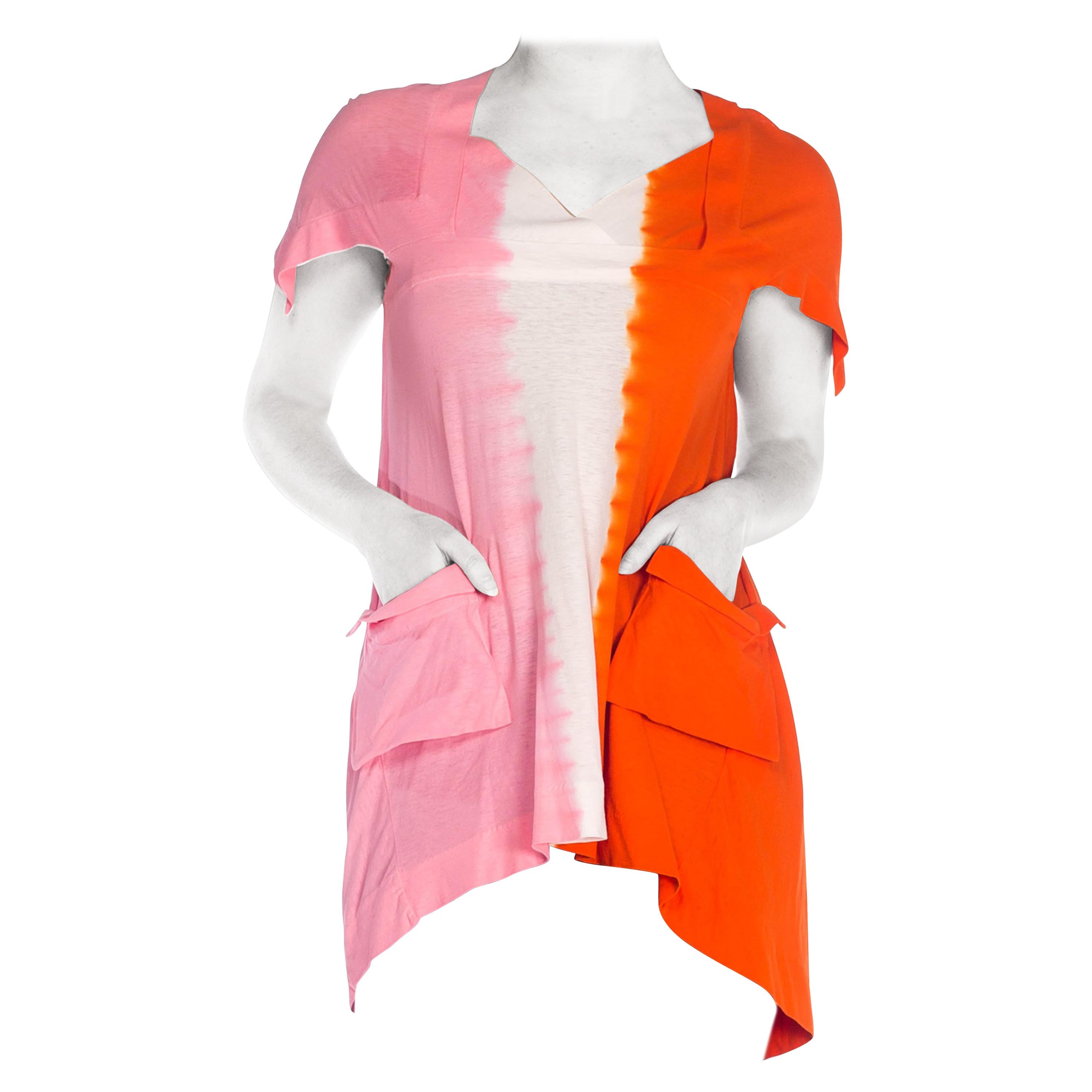 2000S Bernard Willhelm Pink & Orange Cotton Jersey Tie Dye Tunic Top2000S BERNAR