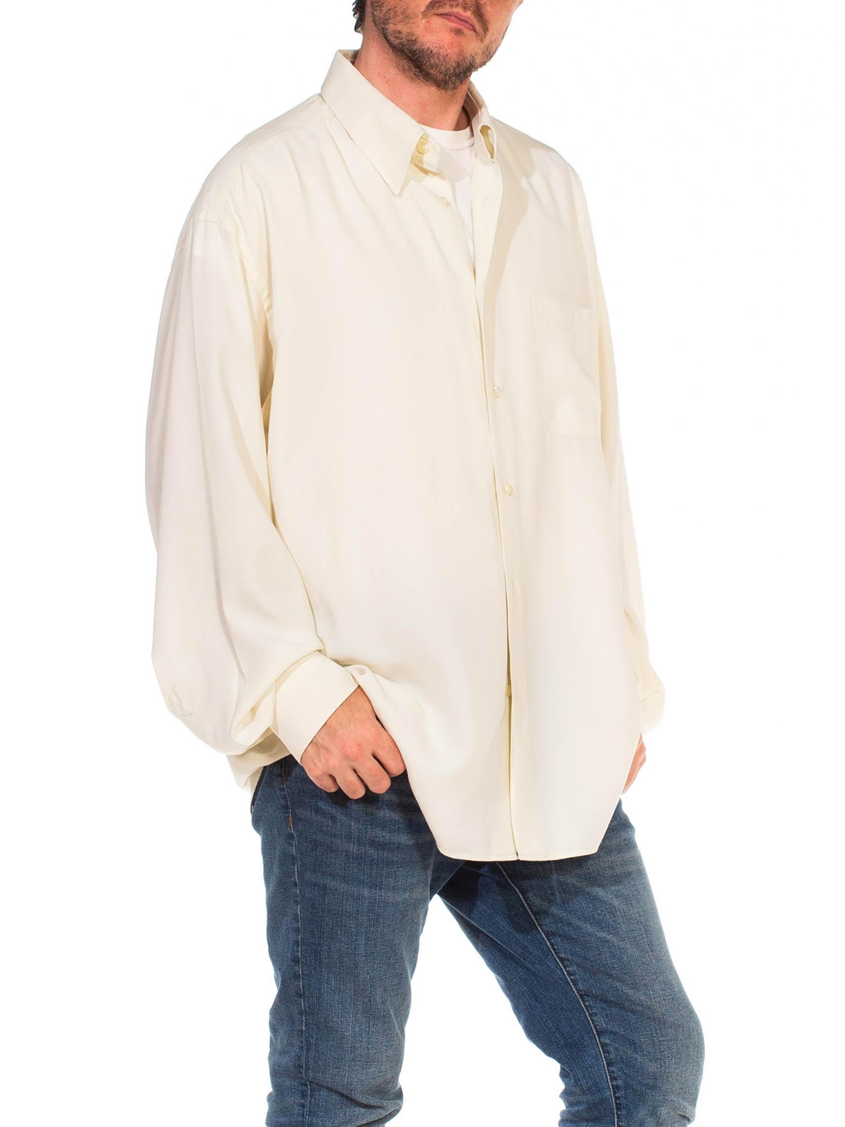 YUNY Men Single Breasted Oversized Long-Sleeve V Neck Dress Shirt Yellow L
