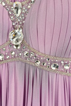 1990s Bespoke Lilac Crystal-Embellished Gown