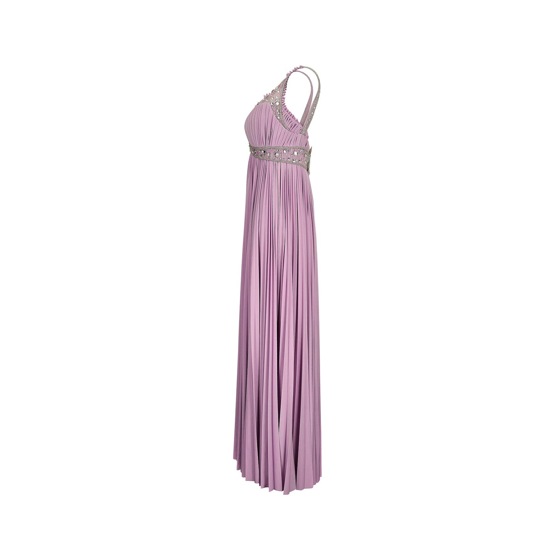Purple 1990s Bespoke Lilac Crystal-Embellished Gown For Sale
