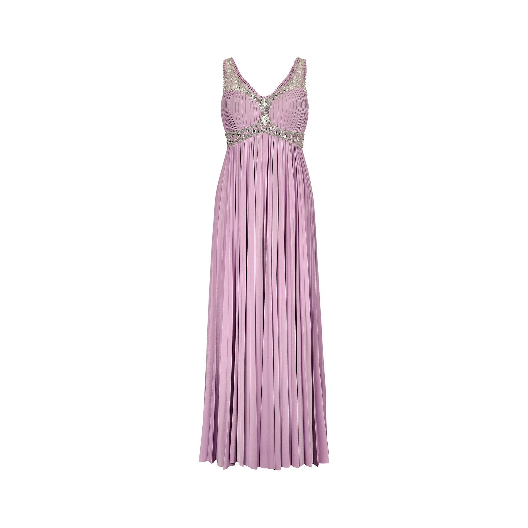 Women's or Men's 1990s Bespoke Lilac Crystal-Embellished Gown For Sale