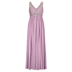 1990s Bespoke Lilac Crystal-Embellished Gown