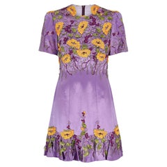 1990s Bespoke Purple Floral Embroidered Dress Jacket Suit