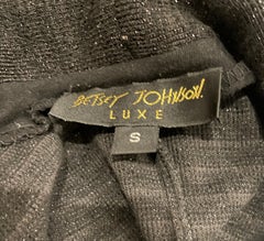 1990s Betsey Johnson Luxe Black Metallic Vintage 90s Sweater Cardigan Top