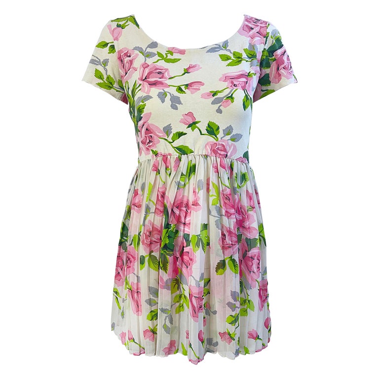 1990s Betsey Johnson Rose Print Cotton Chiffon Semi Sheer Crop Top Mini Dress at 1stDibs | mushroom sheer chiffon cowl neck maxi dress, betsey johnson spring / summer 1998, stephane mini dress - 1990s Betsey Johnson Rose Print Cotton Chiffon Semi Sheer Crop Top Mini Dress at 1stDibs | mushroom sheer chiffon cowl neck maxi dress, betsey johnson spring / summer 1998, stephane mini dress -