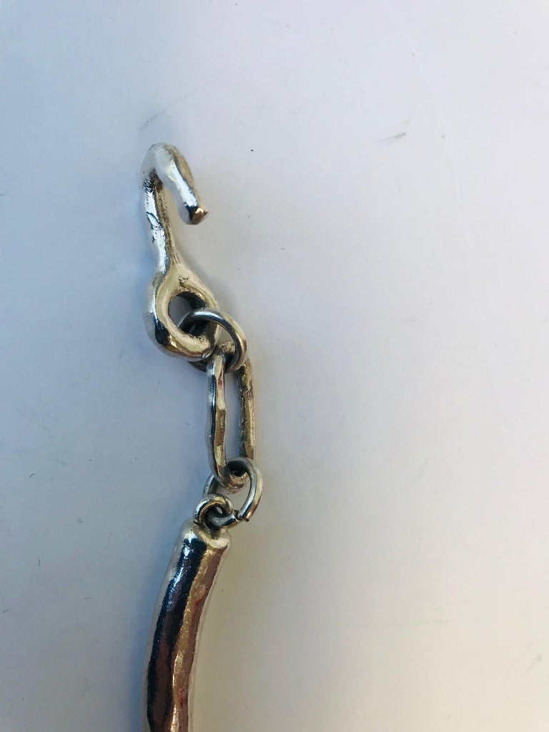 Broche Signée Biche De Berre - Métal Argenté - Design Branches Entrelacées - Occasion