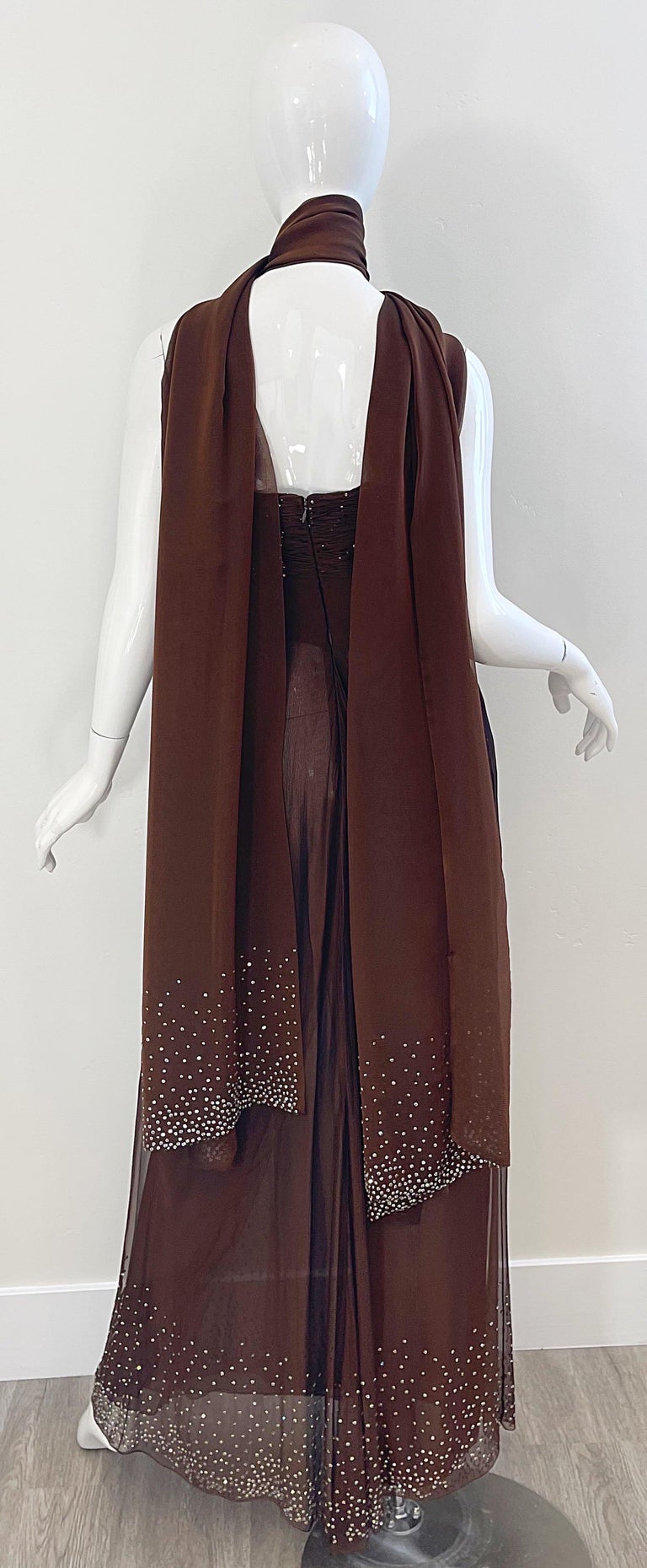 1970s Pink Strapless BIll Blass w Shawl