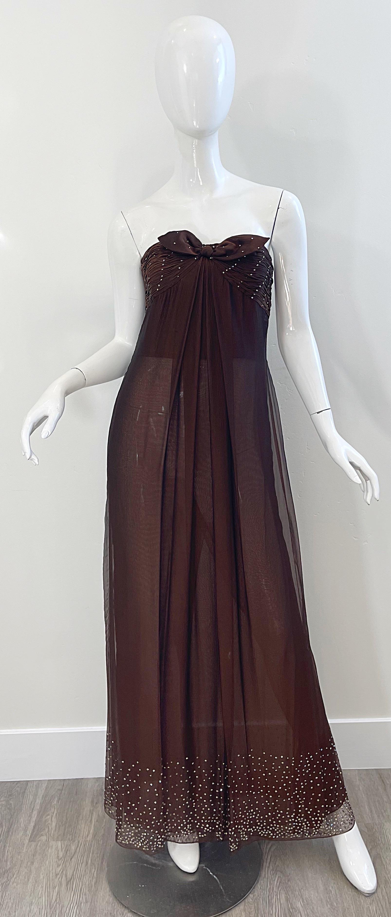 brown silk gown